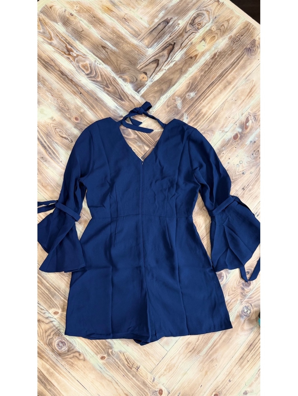 Cooper navy long sleeve romper 0614